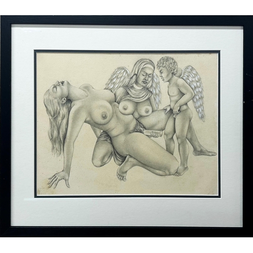 1496 - W Ahaspher (20th century) - Erotic study, signed and dated 1933, Rome, graphite with highlights, 28x... 