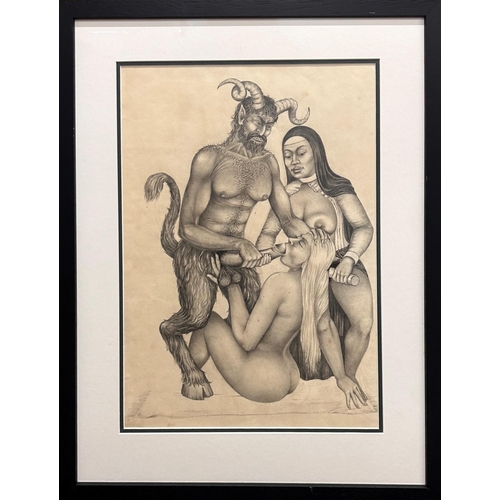 1497 - W Ahaspher (20th century) - Erotic study, signed, London, graphite, 41 x 29cm, framed