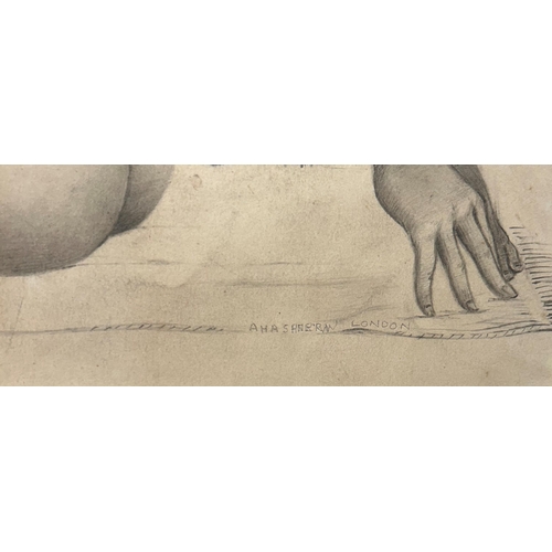 1497 - W Ahaspher (20th century) - Erotic study, signed, London, graphite, 41 x 29cm, framed