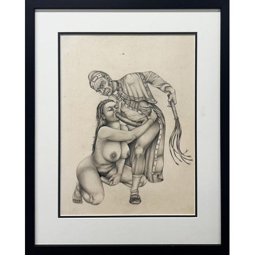 1500 - W Ahaspher (20th century) - Erotic study, signed and dated 1930, Rome, graphite, 38 x 28cm, framed