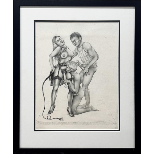 1503 - W Ahaspher (20th century) - Erotic study, signed, Peking, graphite, 36 x 28cm, framed