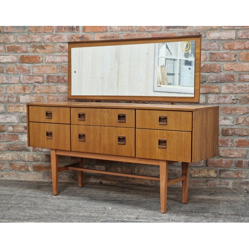 1243 - Vintage Mid-Century teak dressing table fitted with an arrangement of six drawers, H 125.5cm x W 152... 