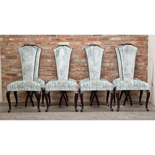 1248 - Christopher Guy - Contemporary set of eight 'Sadie' dining chairs raised on cabriole legs with the s... 