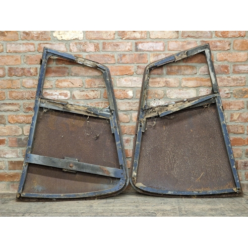 1251 - Pair of vintage Bedford truck doors with wooden frames, H 117cm x W 80.5cm (2)