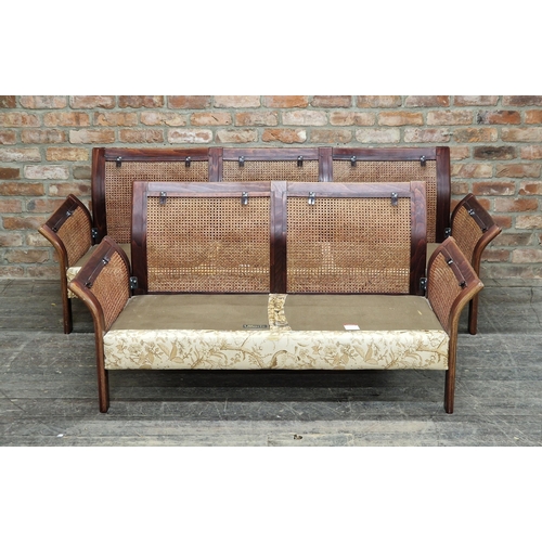 1257 - Ulferts Furniture of Sweden - Vintage three seat Bergere sofa together with a matching two set examp... 