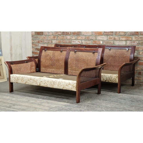 1257 - Ulferts Furniture of Sweden - Vintage three seat Bergere sofa together with a matching two set examp... 