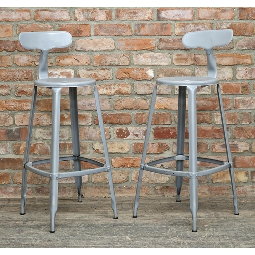 1259 - Pair of contemporary metal 'Nicolle' whale back bar chairs, H 102cm (2)