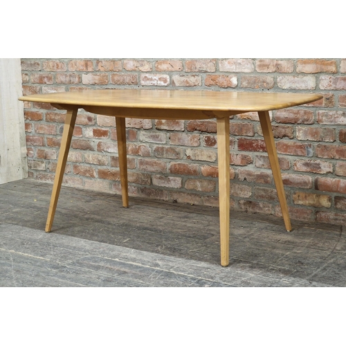 1261 - Ercol - Vintage light elm dining table, H 71cm x W 150cm x D 76cm together with a set of six light e... 