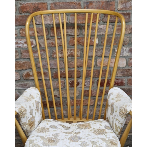 1264 - Ercol - Vintage light elm 'evergreen' armchair with loose cushions, H 103cm