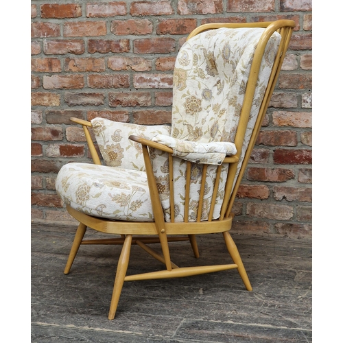 1264 - Ercol - Vintage light elm 'evergreen' armchair with loose cushions, H 103cm