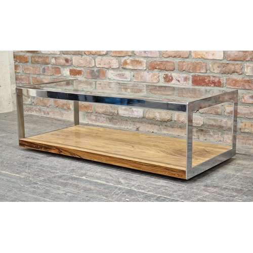 1266 - Merrow Associates - Good quality chrome and glass coffee table, H 41cm x W 121cm x D 56cm