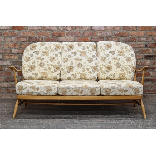 1274 - Ercol - Vintage Windsor three seat sofa with loose cushions, H 82cm x W 173cm x D 63cm