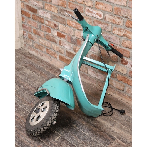 1136 - Man cave - Piaggio Vespa 150 front half converted to a wall mounted lamp, with turquoise paintwork, ... 