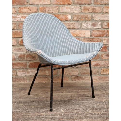 1168 - Vintage painted Lloyd Loom 'stingray' chair, H 83cm x W 76cm x D 54cm