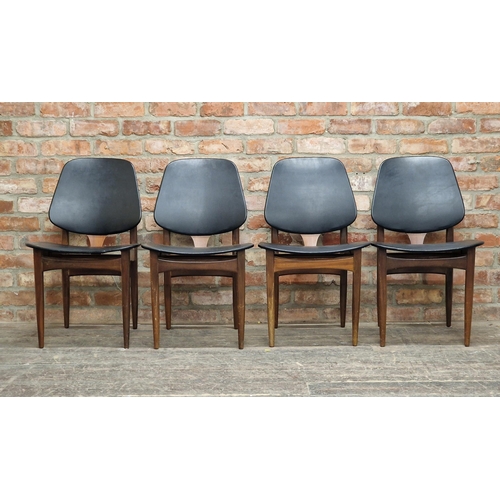 1170 - Elliots of Newbury - set of four Mid-Century teak dining chairs, H 80cm (4)