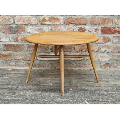 1171 - Vintage Ercol light elm drop leaf coffee table, H 47cm x W 62cm