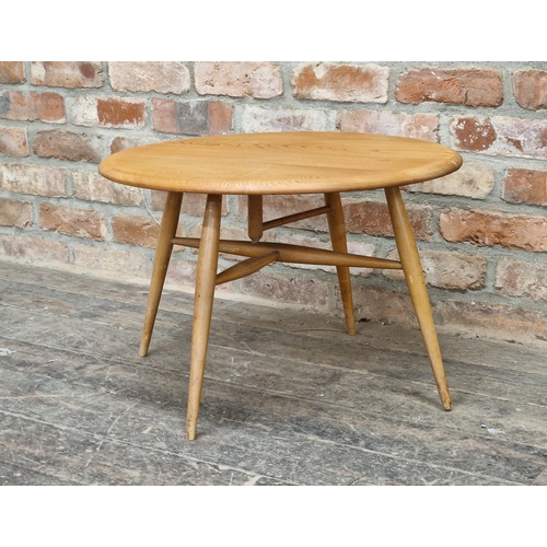 1171 - Vintage Ercol light elm drop leaf coffee table, H 47cm x W 62cm