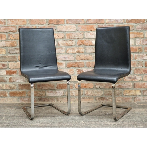 1189 - Pair of Italian chrome and faux leather chairs, H 95cm (2)