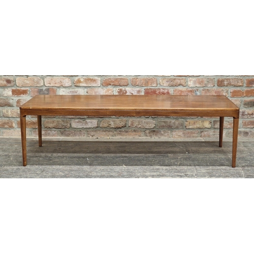 1191 - Vintage Mid-Century Danish teak coffee table, H 42cm x W 150cm x D 59cm