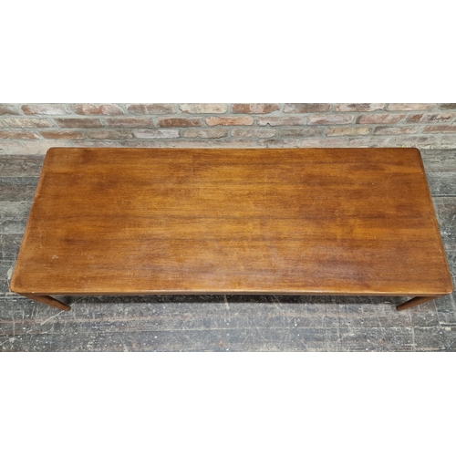 1191 - Vintage Mid-Century Danish teak coffee table, H 42cm x W 150cm x D 59cm