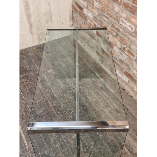 1199 - Gallotti and Radice - Italian chrome and glass table, H 74m x W 120cm x D 60cm