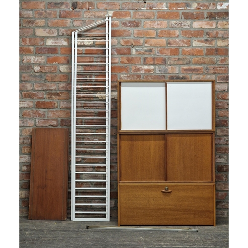 1201 - Robert Heal for Staples - Ladderax - A vintage teak modular wall unit to include three cabinets and ... 