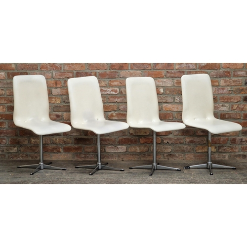 1208 - Set of four vintage chrome and faux leather swivel chairs, H 94cm (4)