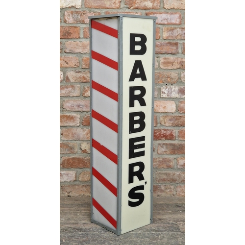 1209 - 20th century bespoke Barbers sign, H 109cm x W 27cm x D 23cm