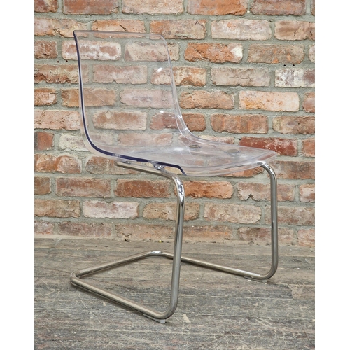 1210 - Ikea - Tobias acrylic and chrome cantilever chair, designed by Carl Ojerstam, H 83cm