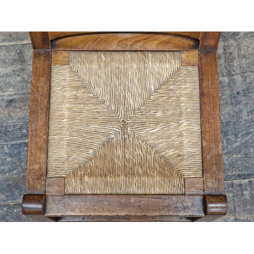 1212 - Good quality Arts and Crafts oak chair in the manner of Ernest Gimson with exposed joints and drop i... 