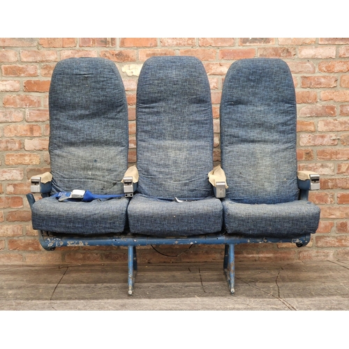 1217 - L.A Rumbold - Set of three airplane seats, H125 x L152 x D79cm