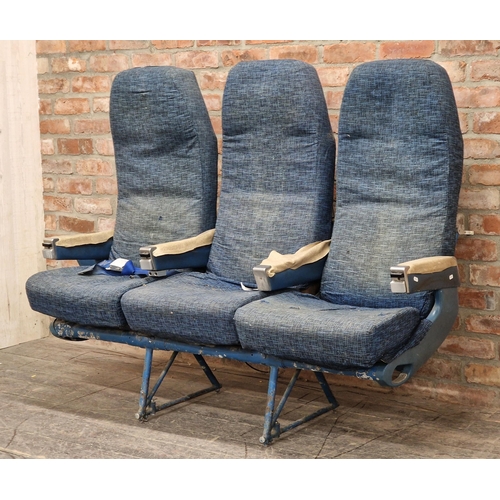 1217 - L.A Rumbold - Set of three airplane seats, H125 x L152 x D79cm