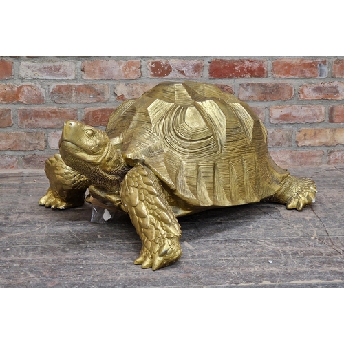 1386 - Contemporary Large Resin Tortoise statue with gilt paintwork, H 44cm x L 90cm x D 77cm