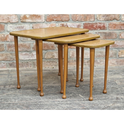 1220 - Vintage Mid-Century nest of three tables, H 44cm x W 56cm x D 36cm