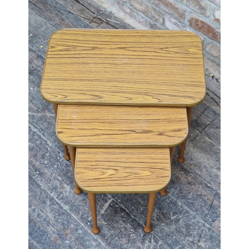 1220 - Vintage Mid-Century nest of three tables, H 44cm x W 56cm x D 36cm