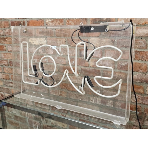 1011 - 'Love' acrylic and pink neon sign, working, 101cm x 61cm