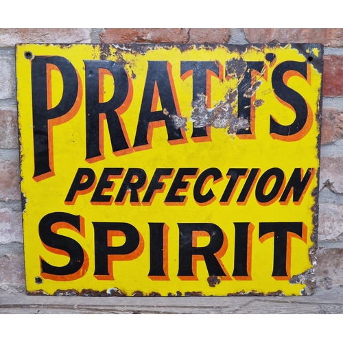 1019 - Advertising - Spratts Perfection Spirit, double sided yellow and black text enamel sign, 53cm x 46cm