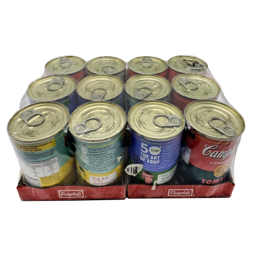 1374 - Collection of Andy Warhol Campbells soup 50th anniversary limited edition soup tins, sealed in origi... 