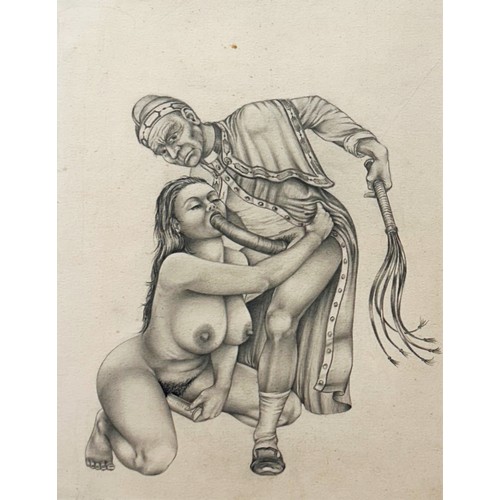 1500 - W Ahaspher (20th century) - Erotic study, signed and dated 1930, Rome, graphite, 38 x 28cm, framed