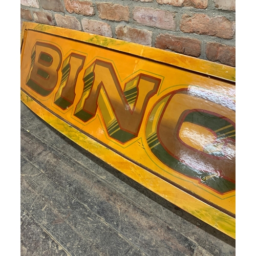 1069 - Impressive hand painted 'Bingo' fairground wooden panel sign, 240cm x 50cm