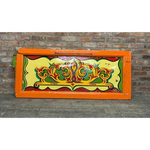 1070 - Hand painted wooden fairground shooting panel, exceptional colours throughout, 180cm x 80cm