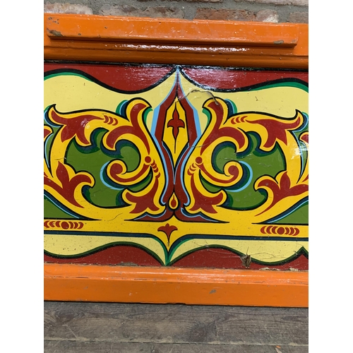 1070 - Hand painted wooden fairground shooting panel, exceptional colours throughout, 180cm x 80cm