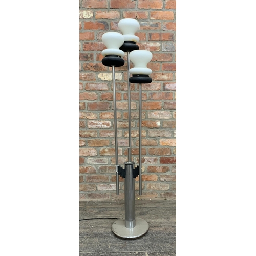 1150 - 1960's floor standing lamp with opalescent glass shades and circular chrome base, base 28cm diameter... 