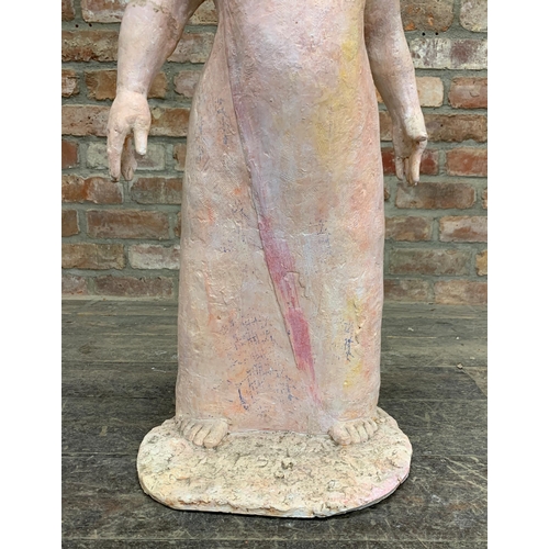 1393 - Deborah McCabe (20th/21st Century) - Standing woman in robe, plaster sculpture H 83cm