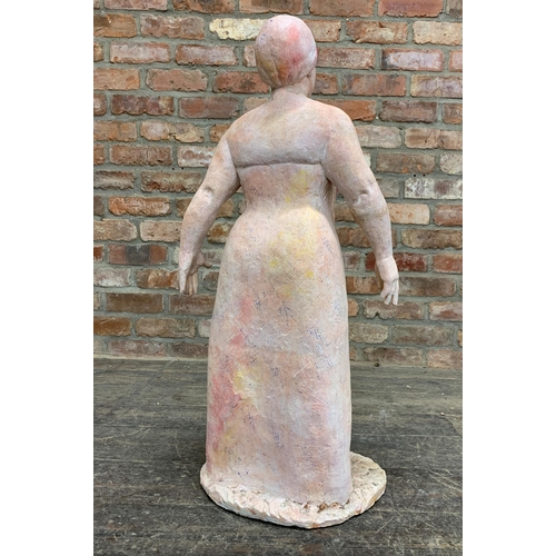 1393 - Deborah McCabe (20th/21st Century) - Standing woman in robe, plaster sculpture H 83cm