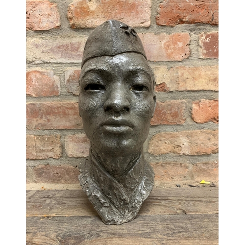 1377 - Jean Robilliard (20th century) - Ghrkha, bust sculpture, fibreglass, 40cm high