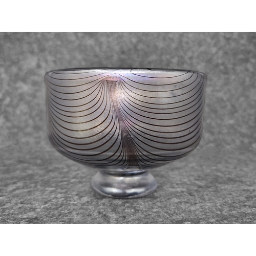 1573 - Good Loetz glass pedestal dish, with mottled design, 9cm high