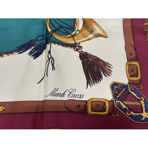 120 - Mark Cross silk scarf, with label, 85cm x 87cm