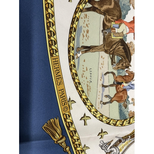 121 - Hermes ' La Chase A Tir ' silk scarf designed by Phillipe Ledoux, 88cm x 88cm