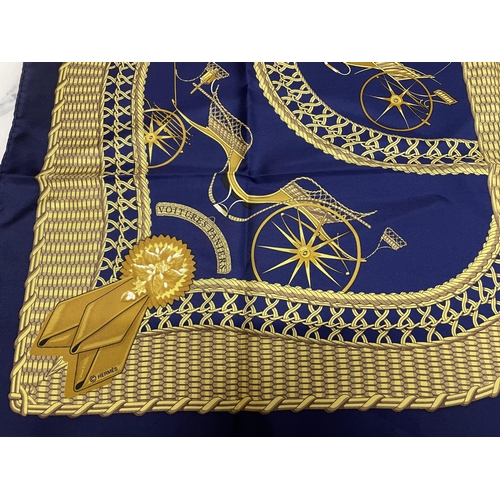 122 - Hermes ' Voitures Paniers ' silk scarf designed by Julia Abadie, 88cm x 90cm